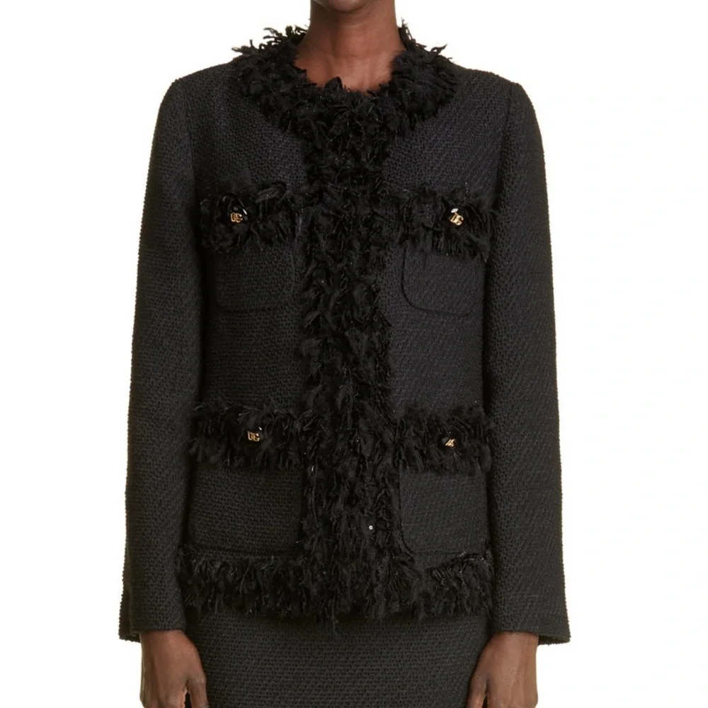 DOLCE & GABBANA Fringe Bouclé Jacket - Picture 1 of 11